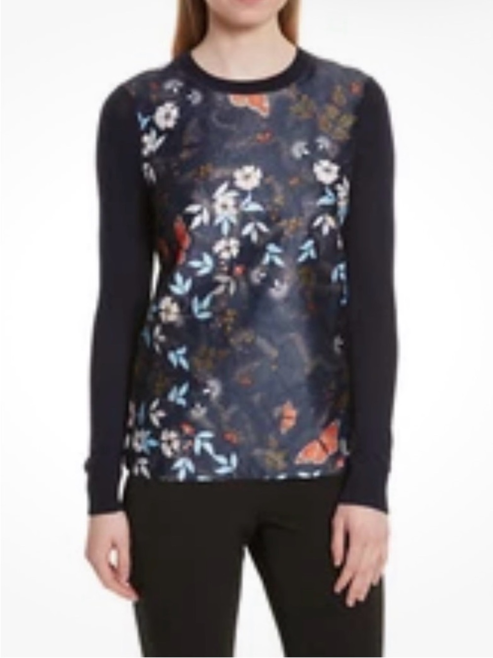 Ted Baker London Navy Floral Crewneck Sweater